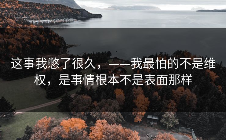 这事我憋了很久，——我最怕的不是维权，是事情根本不是表面那样