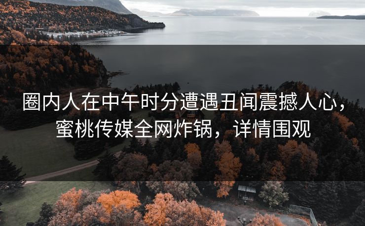 圈内人在中午时分遭遇丑闻震撼人心，蜜桃传媒全网炸锅，详情围观