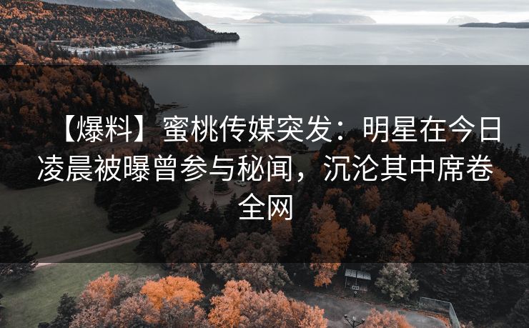 【爆料】蜜桃传媒突发：明星在今日凌晨被曝曾参与秘闻，沉沦其中席卷全网