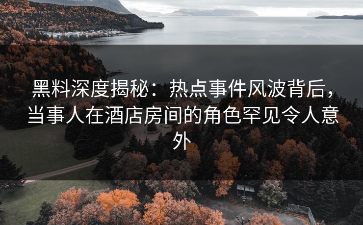黑料深度揭秘：热点事件风波背后，当事人在酒店房间的角色罕见令人意外