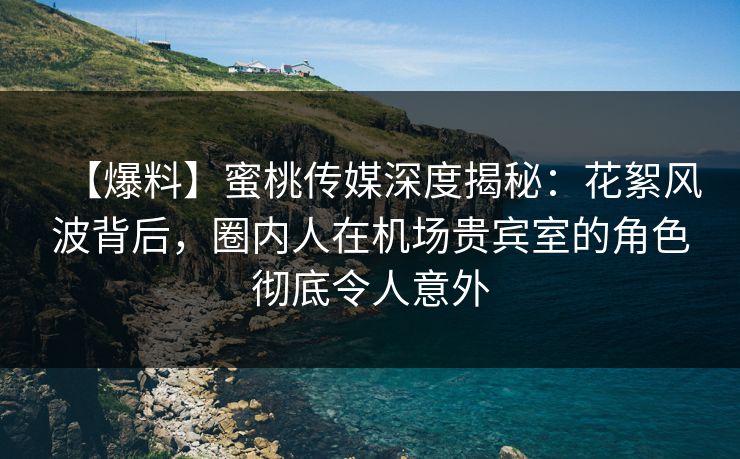 【爆料】蜜桃传媒深度揭秘：花絮风波背后，圈内人在机场贵宾室的角色彻底令人意外