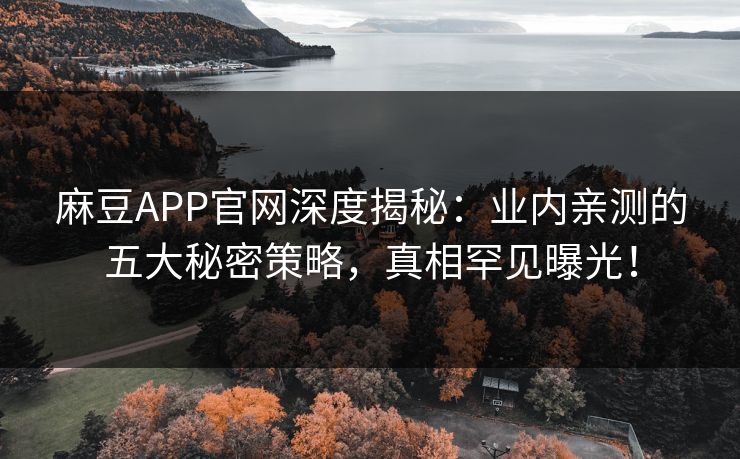麻豆APP官网深度揭秘:业内亲测的五大秘密策略,真相罕见曝光! 麻豆APP官网深度揭秘:业内亲测的五大秘密策略,真相罕见曝光!