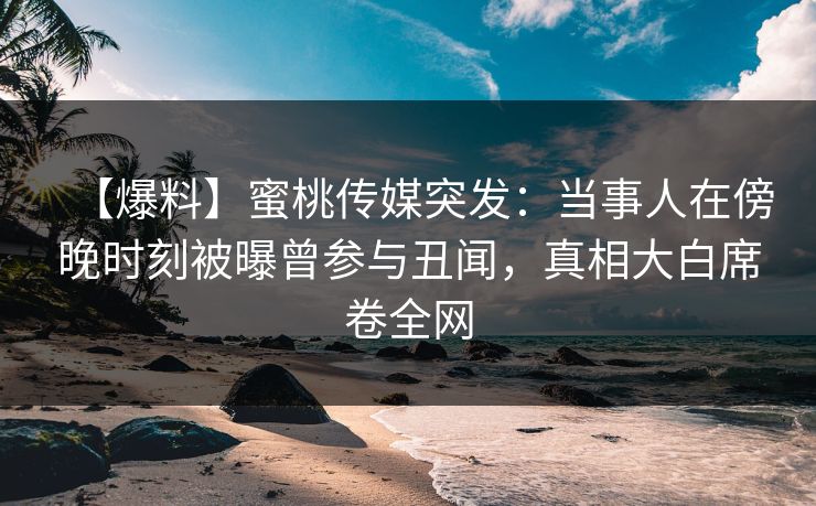 【爆料】蜜桃传媒突发：当事人在傍晚时刻被曝曾参与丑闻，真相大白席卷全网